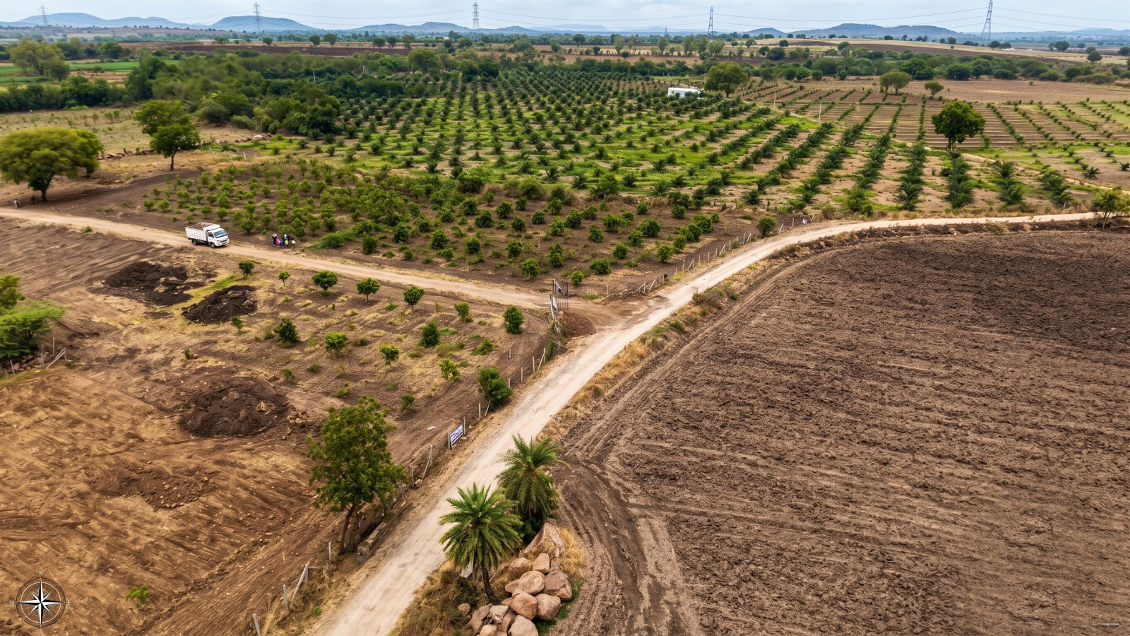 Avenue roads taking shape at the Vaibhawi Aura farmland site